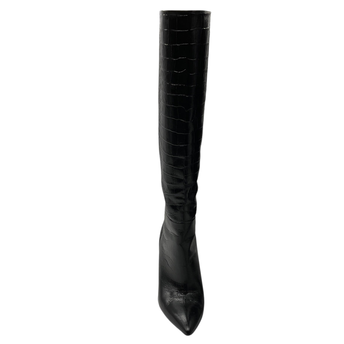 Paris Texas Black Embossed Leather High Heeled Tall Boots