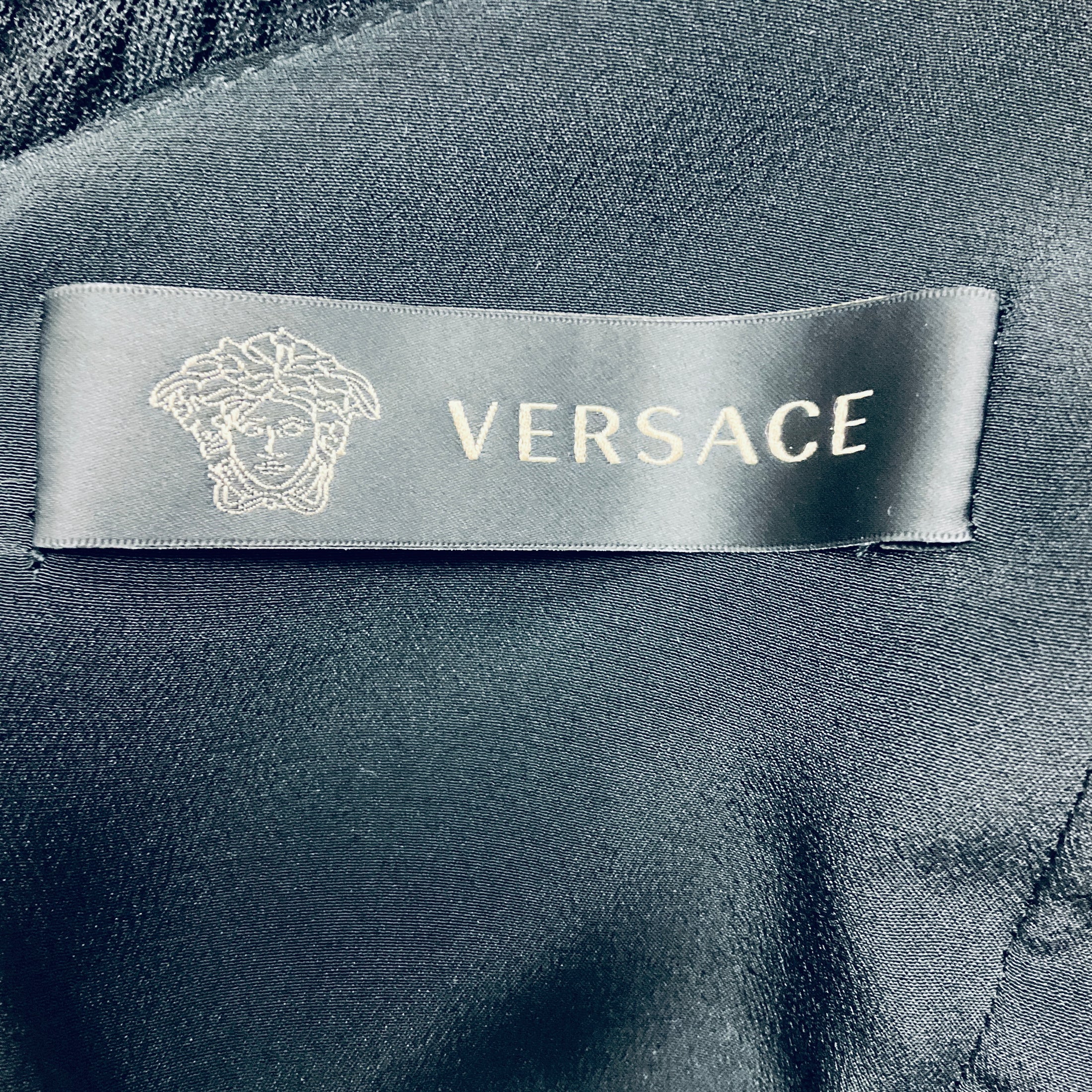 Versace Black / Purple Crystal Embellished Mesh Mini Cocktail Dress