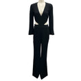 Load image into Gallery viewer, A.L.C. Black Cut-Out Detail Long Sleeved V-Neck Crepe Jumpsuit
