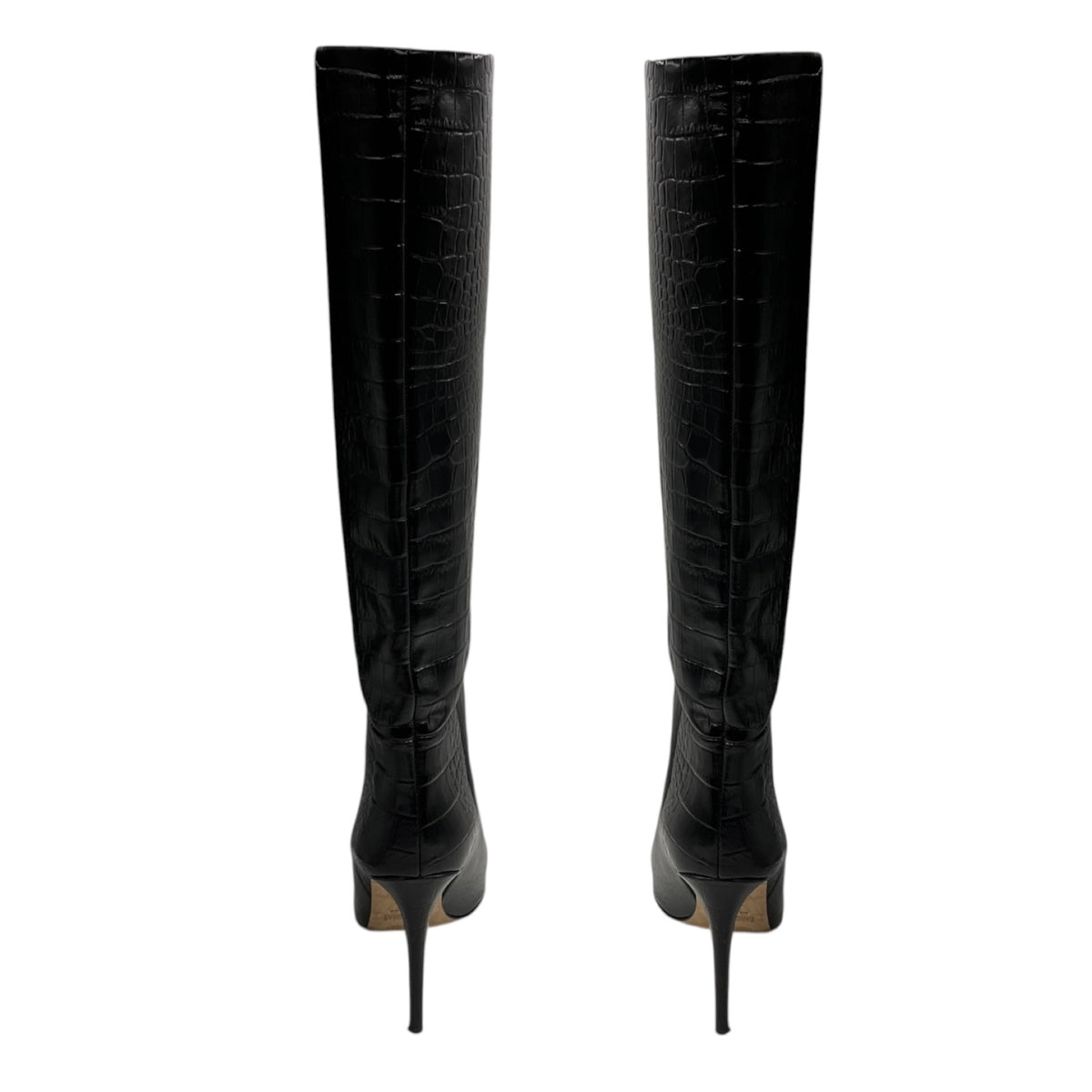 Paris Texas Black Embossed Leather High Heeled Tall Boots