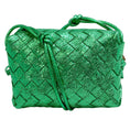 Load image into Gallery viewer, Bottega Veneta Green Metallic Intrecciato Laminated Leather Mini Loop Cross Body Bag
