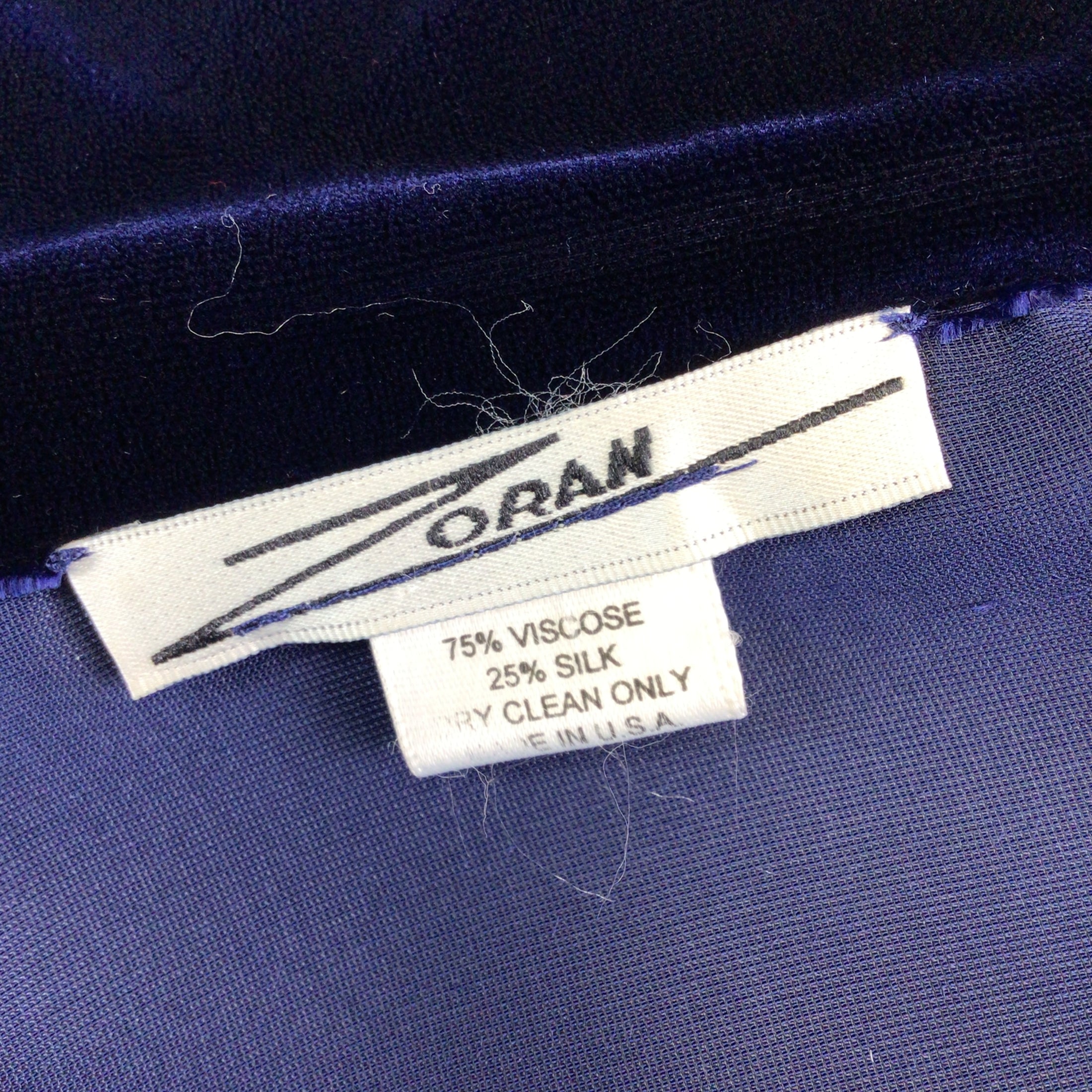 Zoran Navy Blue Open Front Velvet Jacket