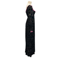 Load image into Gallery viewer, Tracy Feith Black / Pink / Blue / Silver Metallic Long Sleeved Velvet Maxi Dress
