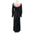 Load image into Gallery viewer, Tracy Feith Black / Pink / Blue / Silver Metallic Long Sleeved Velvet Maxi Dress
