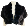 Load image into Gallery viewer, Oscar de la Renta Couture Navy Blue Cropped Mink Fur and Chinchilla Fur Jacket with Satin Lining
