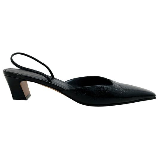 Khaite Black Patent Leather Roosevelt 75 Slingback Pumps