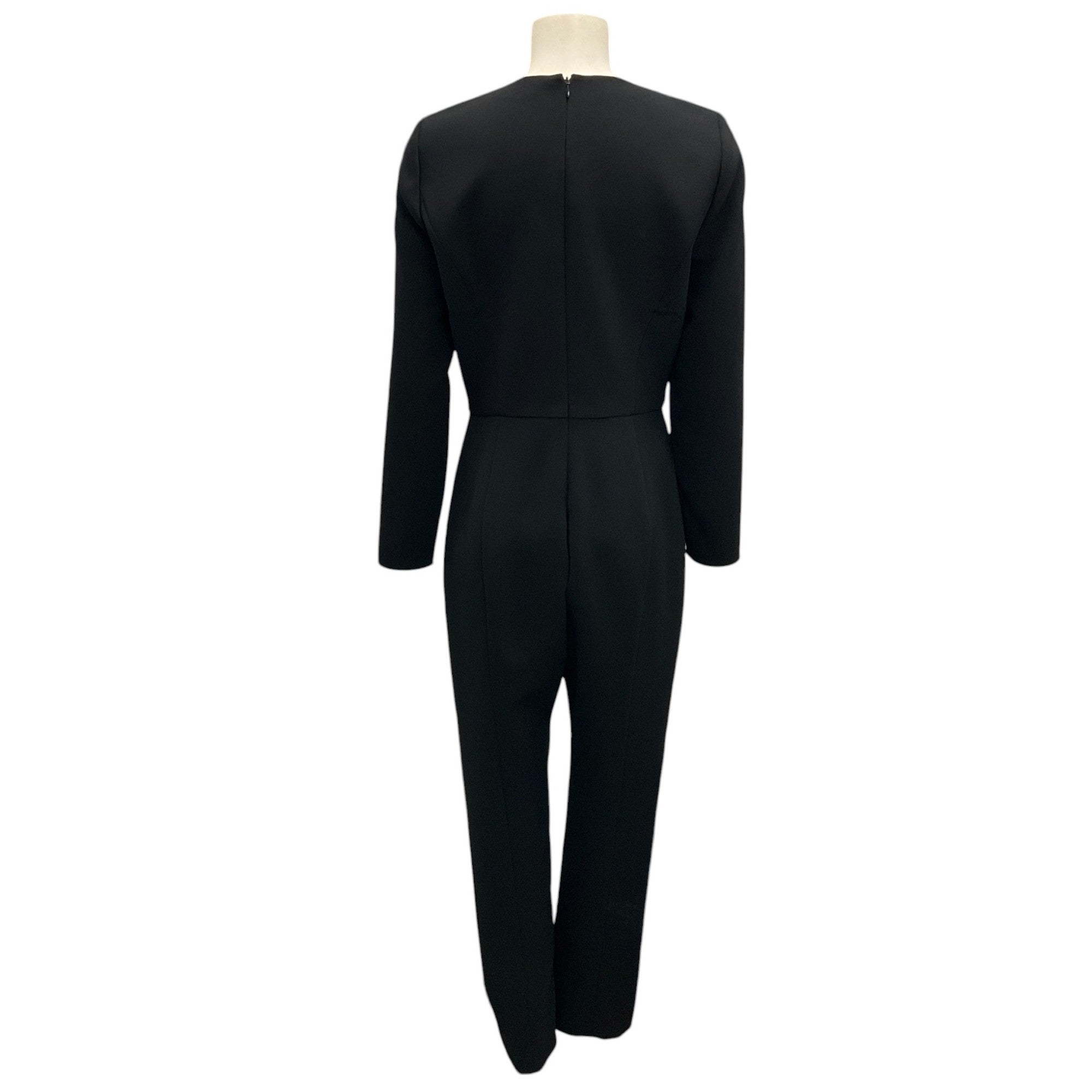 Carolina Herrera Black Cut-Out Detail Long Sleeved Crepe Jumpsuit