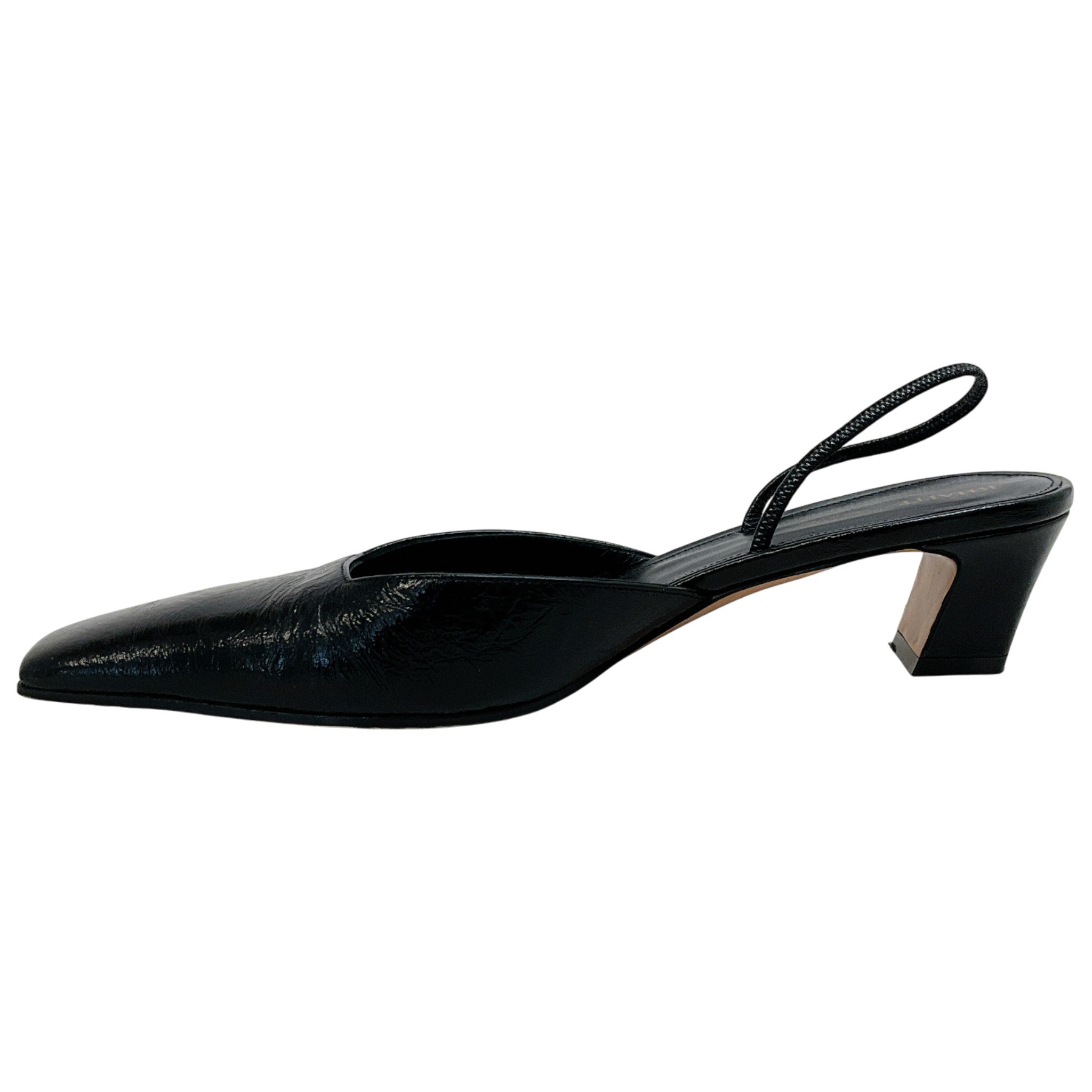 Khaite Black Patent Leather Roosevelt 75 Slingback Pumps