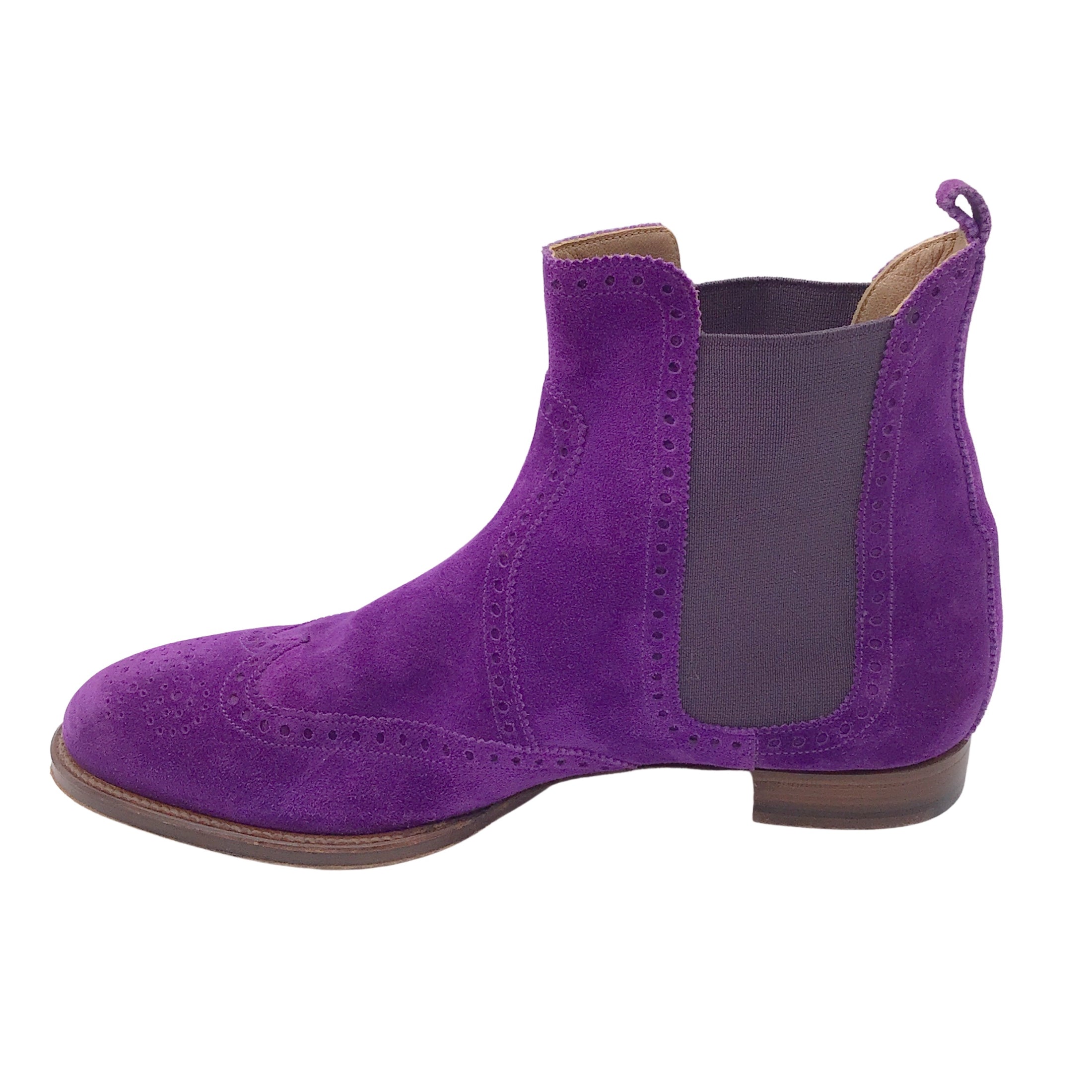 Hermes Purple Brighton Suede Leather Pull-On Ankle Boots