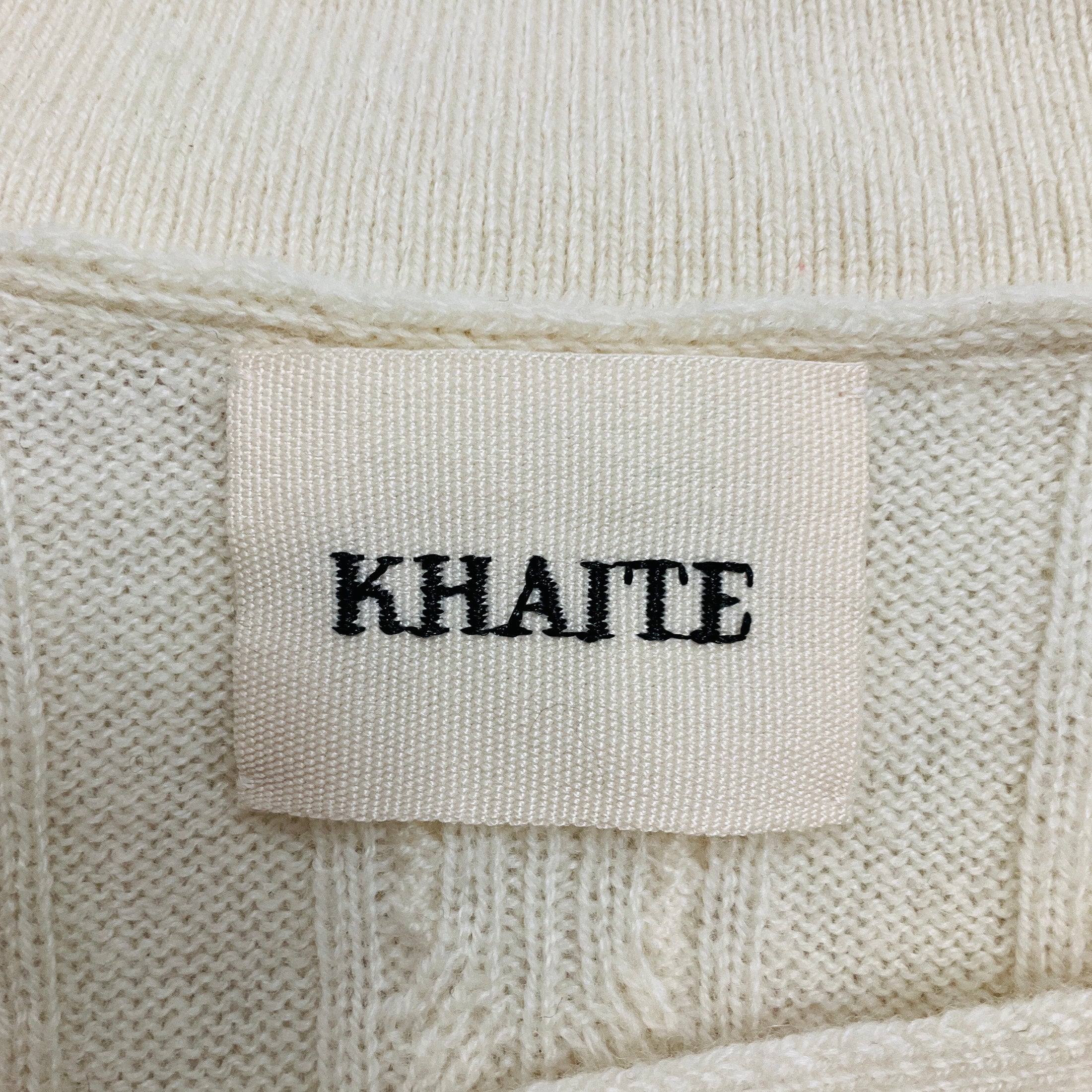 Khaite Ivory Cropped Short Sleeved Cashmere Knit Sweater