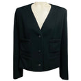 Load image into Gallery viewer, Chanel Uniform Black Braided Trim Button Front Wool Knit Jacket
