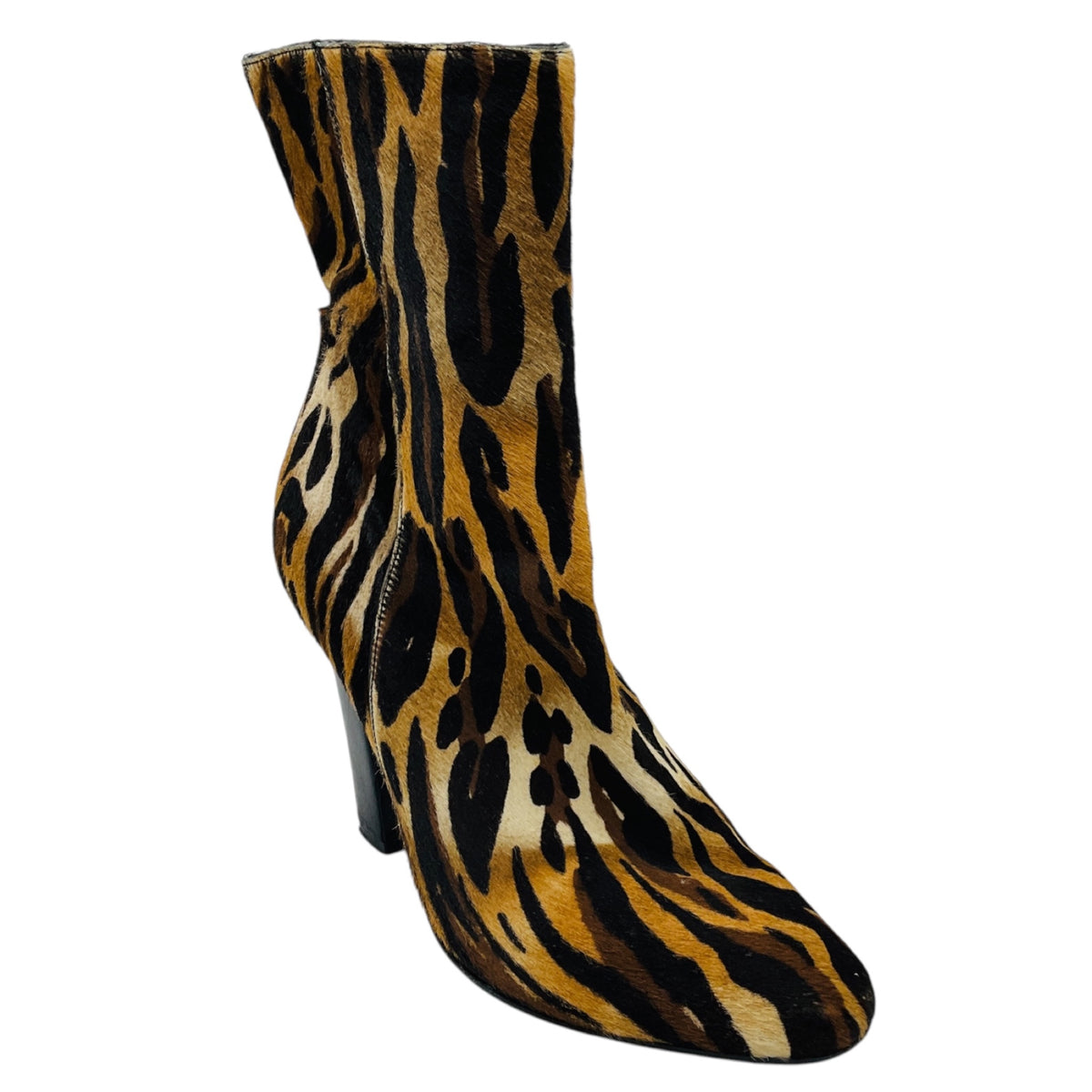 Tamara Mellon Tan Animal Print Calf Hair Ankle Boots
