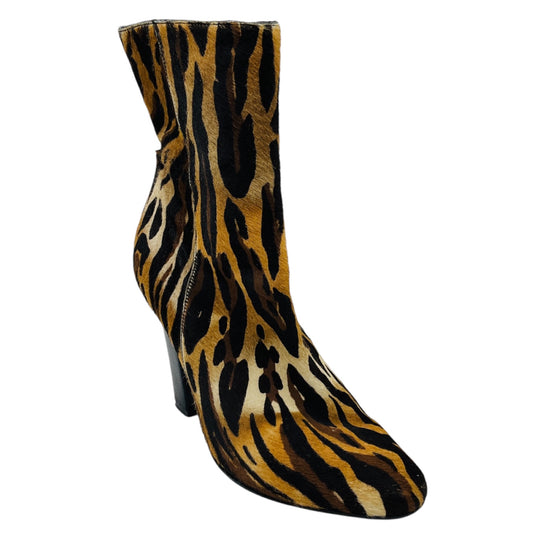 Tamara Mellon Tan Animal Print Calf Hair Ankle Boots