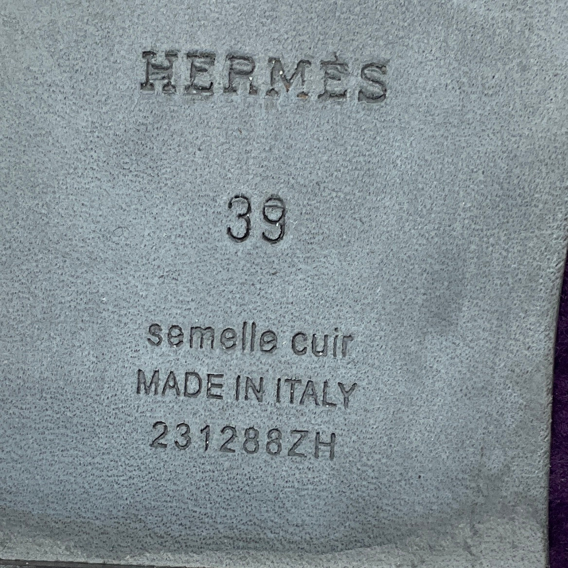 Hermes Purple H Cut Out Shearling Oran Sandals