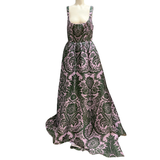 Carolina Herrera Purple / Green Printed Sleeveless Gown / Formal Dress