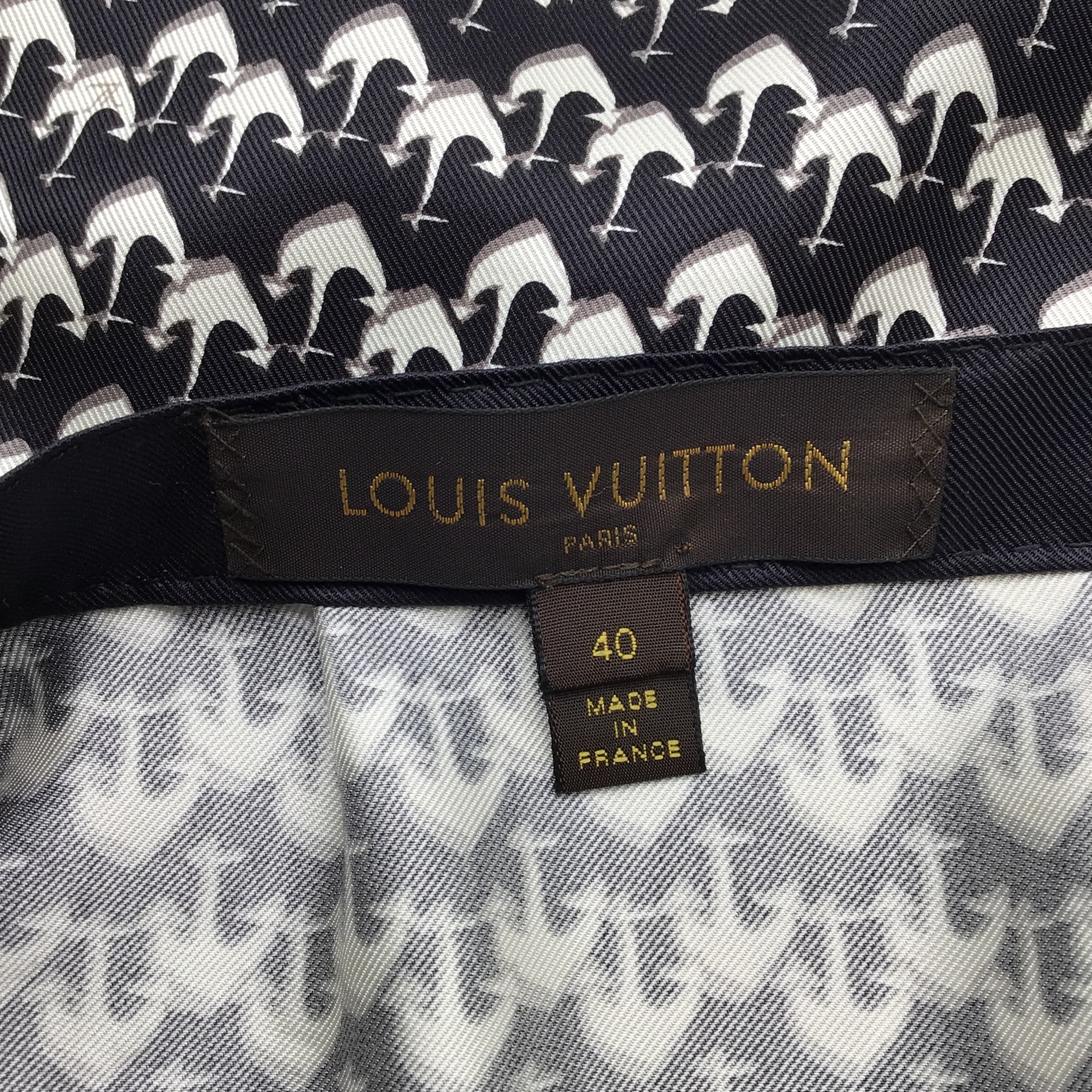 Louis Vuitton Black / White Anchor Print Silk Skirt