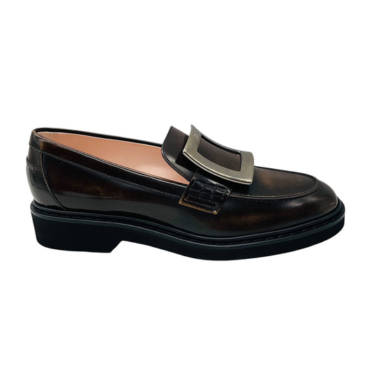 Roger Vivier Brown Shiny Leather Viv Buckle Loafers