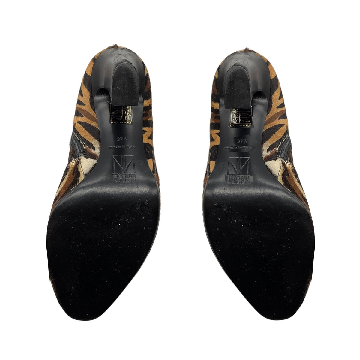 Tamara Mellon Tan Animal Print Calf Hair Ankle Boots