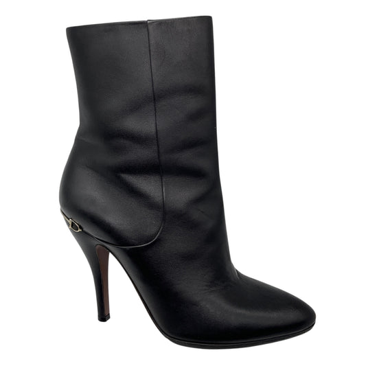 Gucci Black Leather Stiletto Heel Ankle Booties / Short Boots