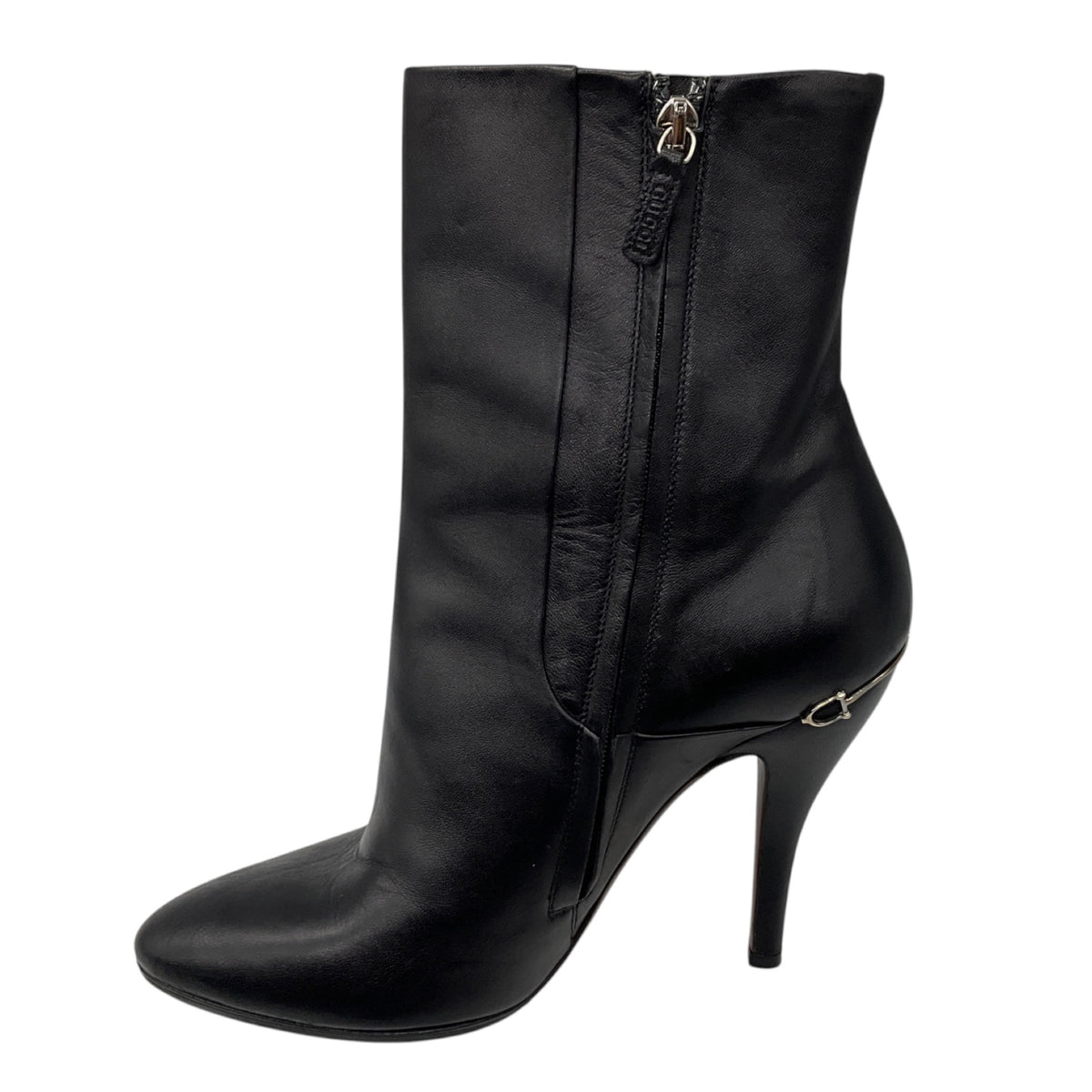 Gucci Black Leather Stiletto Heel Ankle Booties / Short Boots
