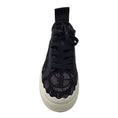 Load image into Gallery viewer, Chloe Black / White Leather Trimmed Lace Sneakers
