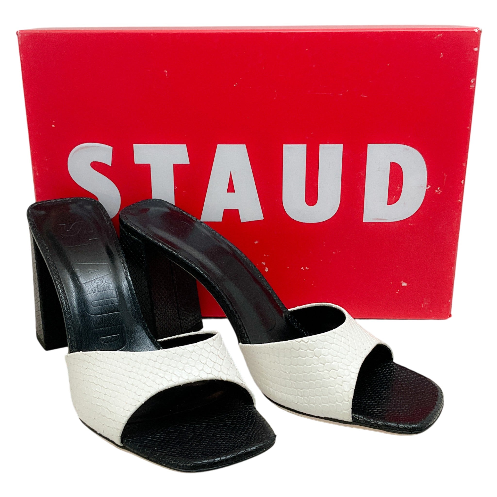 Staud White / Black Sloane Heeled Sandals