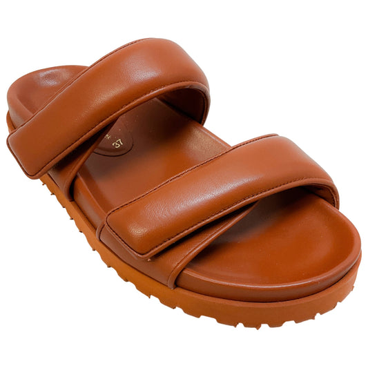 GIA x Pernille Teiscaek Brown Leather Double Strap Sandals
