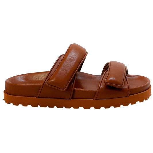 GIA x Pernille Teiscaek Brown Leather Double Strap Sandals