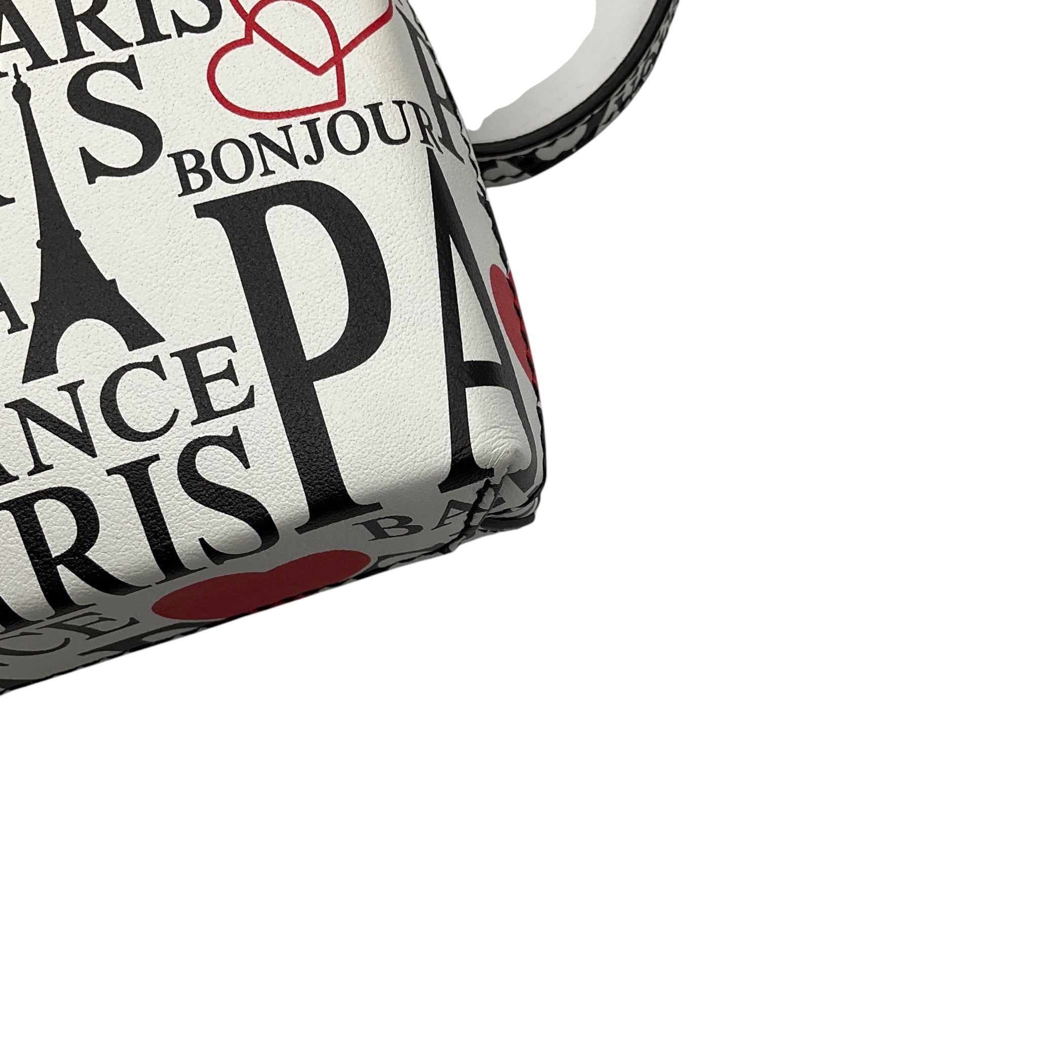 Balenciaga White / Black / Red Mini Calfskin Bonjour Paris Shopping Phone Holder Satchel Mini Bag