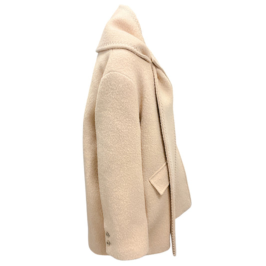 Malej Ivory Button Front Wool Coat with Scarf