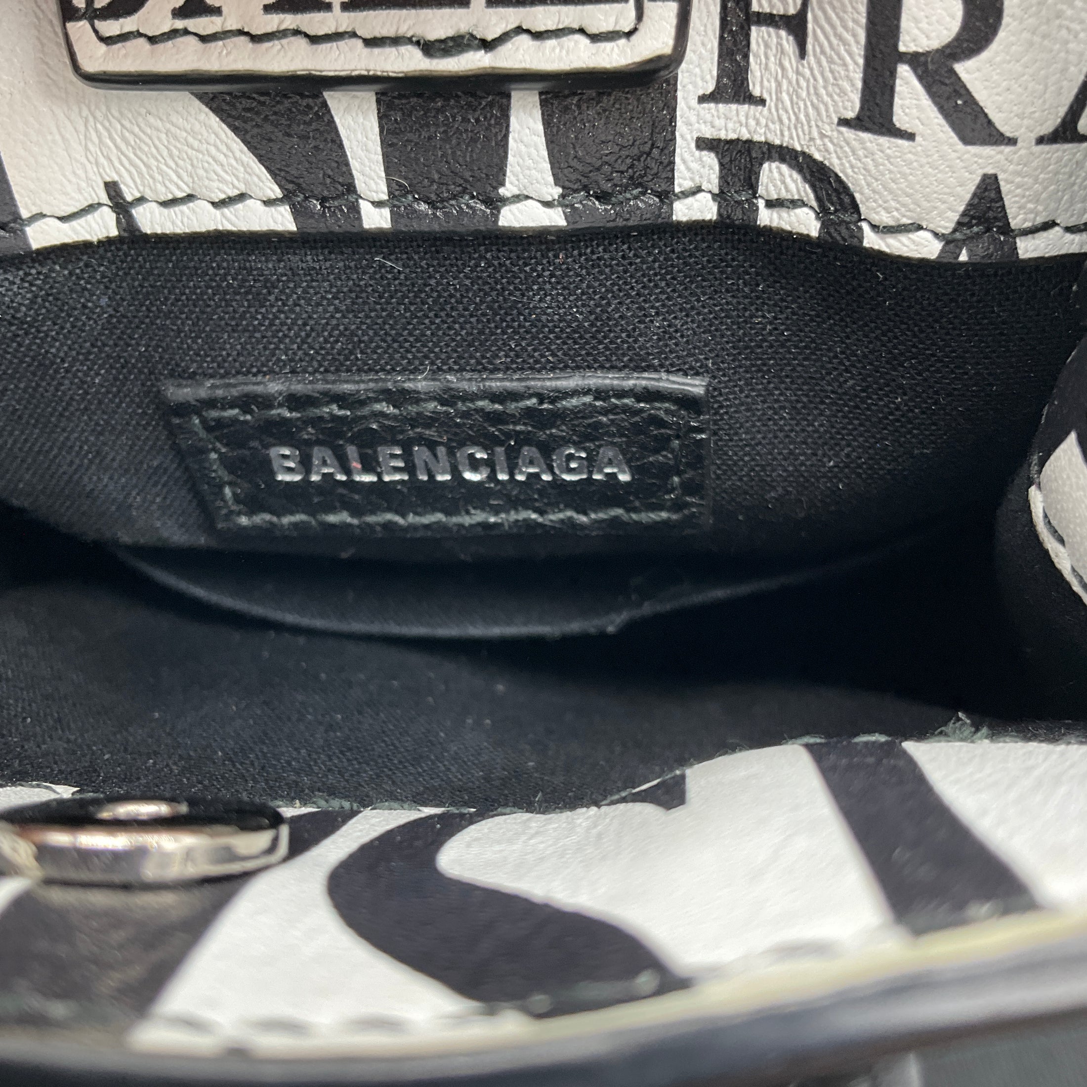 Balenciaga White / Black / Red Mini Calfskin Bonjour Paris Shopping Phone Holder Satchel Mini Bag
