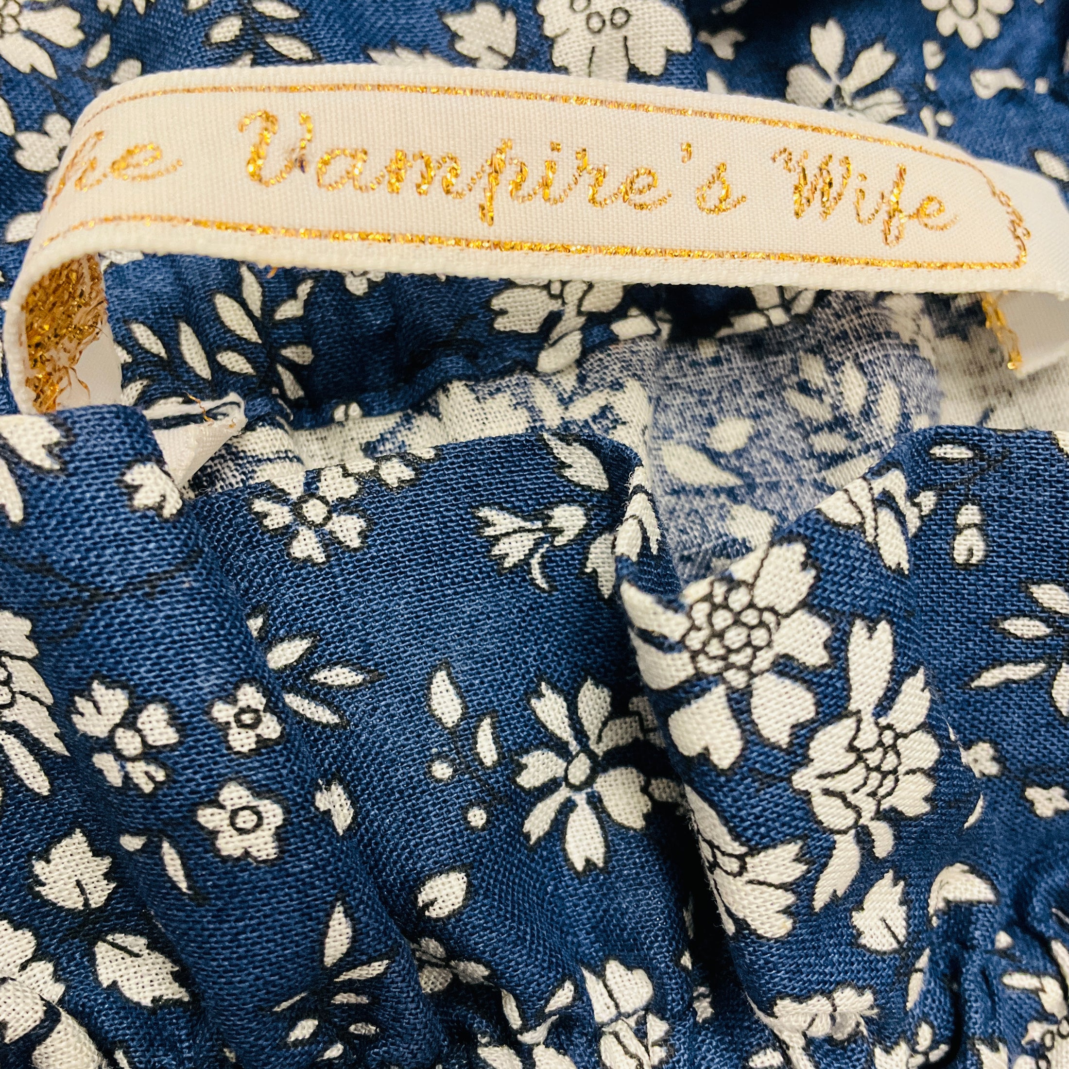 The Vampire's Wife Navy Blue / White Floral Top