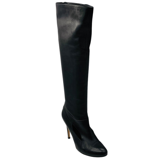 Gianvito Rossi Black Tall Leather Boots with Cutout Detail