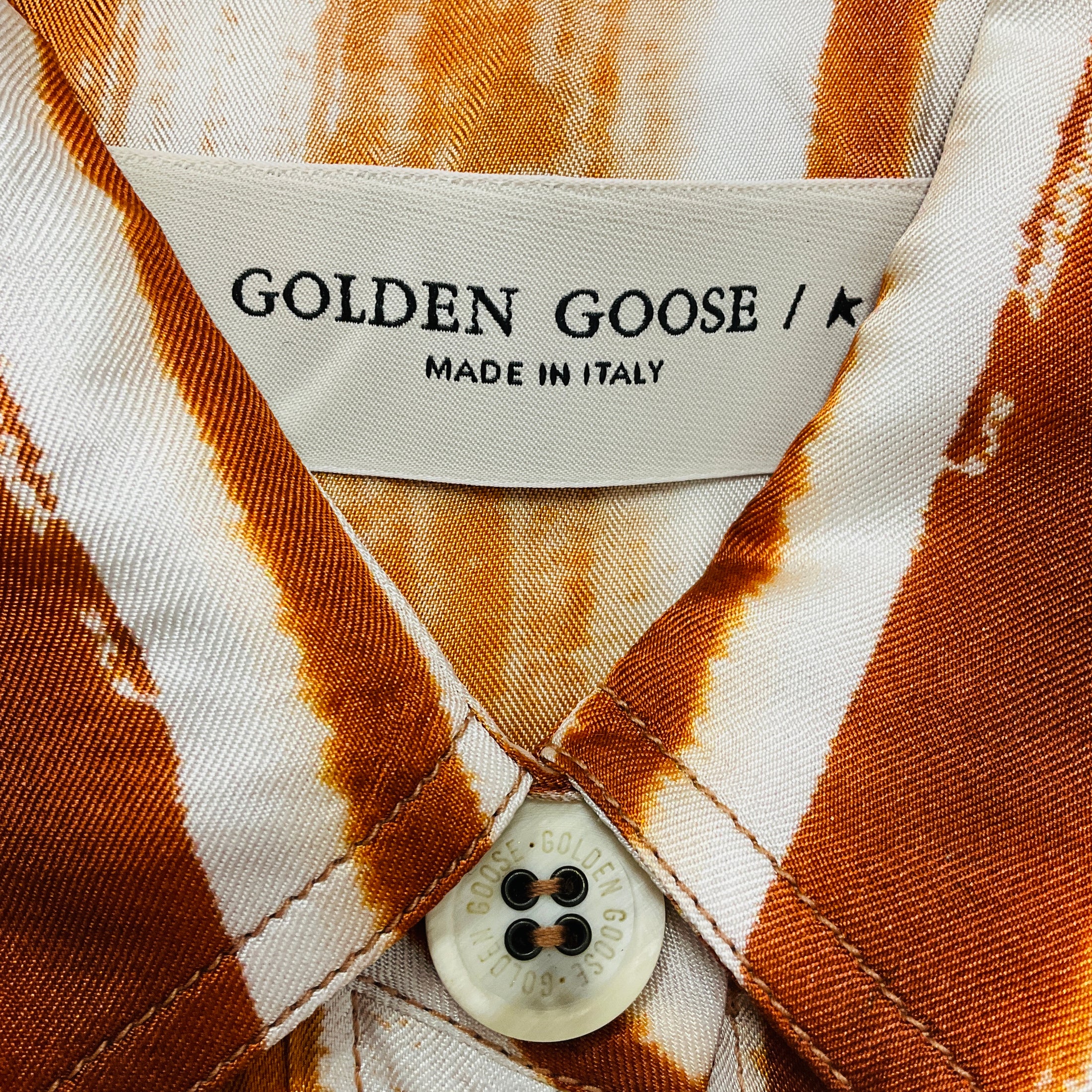 Golden Goose Deluxe Brand Orange Multi Striped Silk Dress with Belt