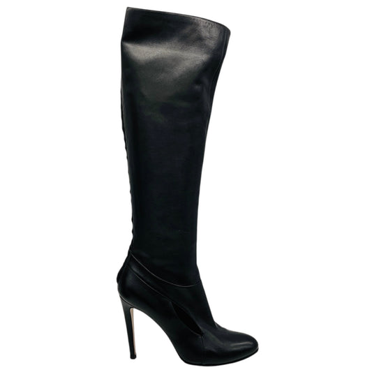 Gianvito Rossi Black Tall Leather Boots with Cutout Detail