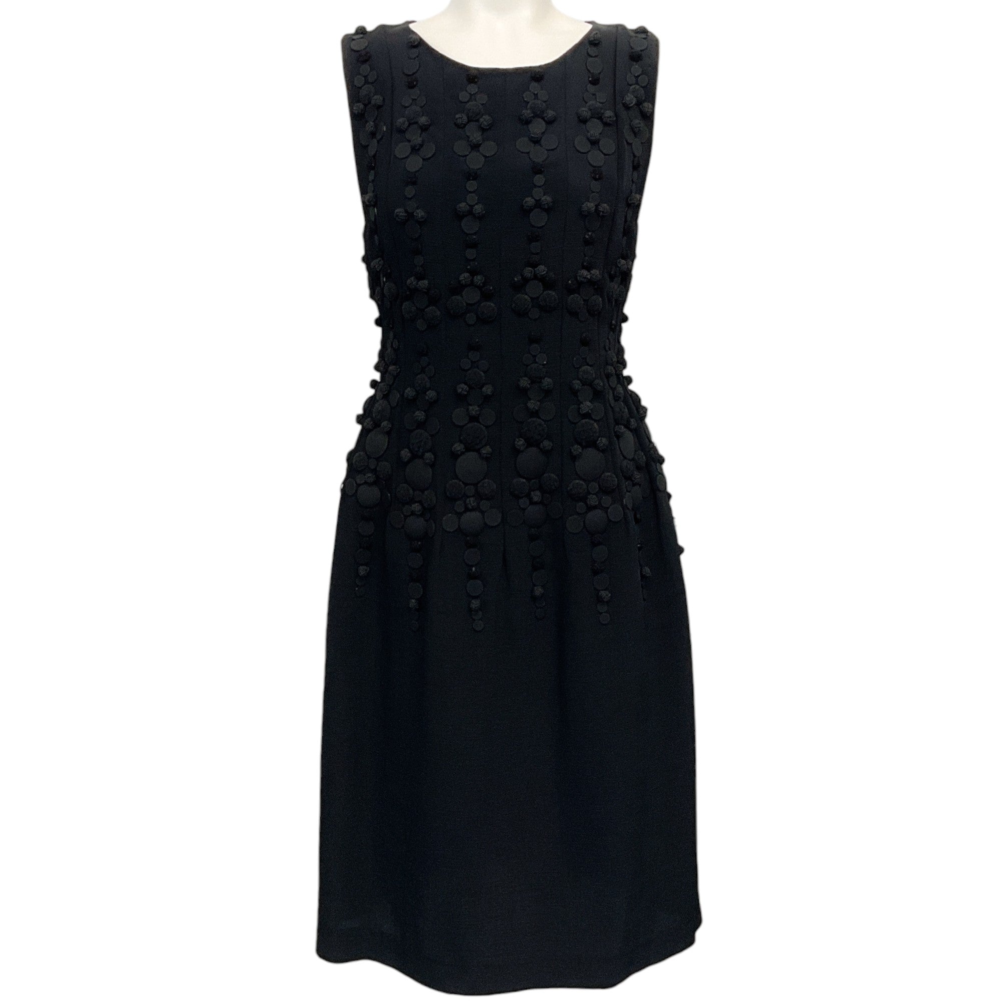 Dries van Noten Black Sleeveless Dress with Covered Buttons