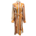 Load image into Gallery viewer, Golden Goose Deluxe Brand Orange Multi Striped Silk Dress with Belt
