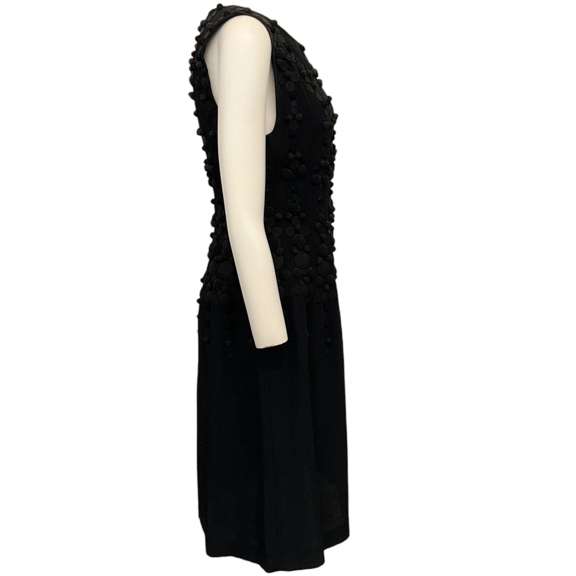 Dries van Noten Black Sleeveless Dress with Covered Buttons