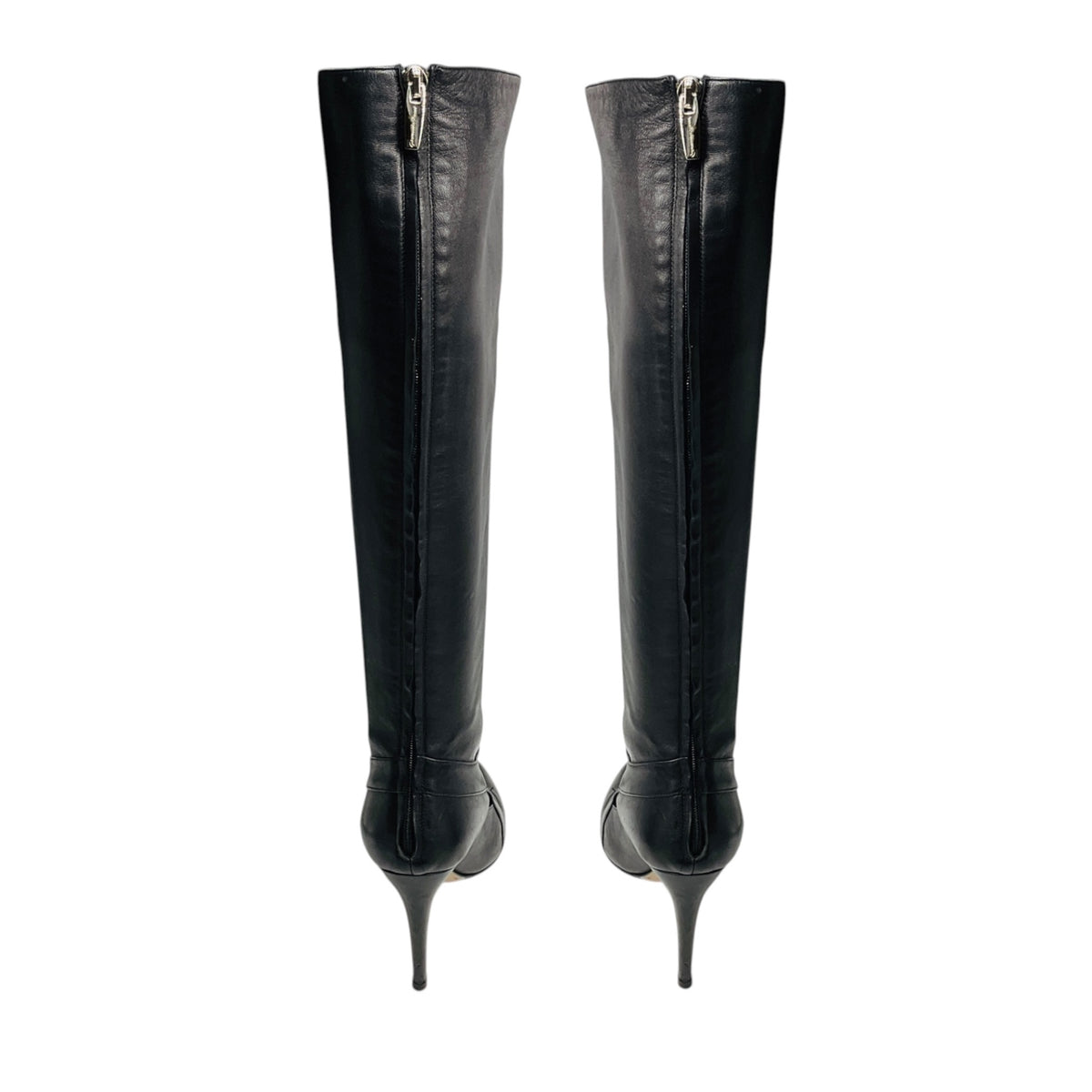 Gianvito Rossi Black Tall Leather Boots with Cutout Detail