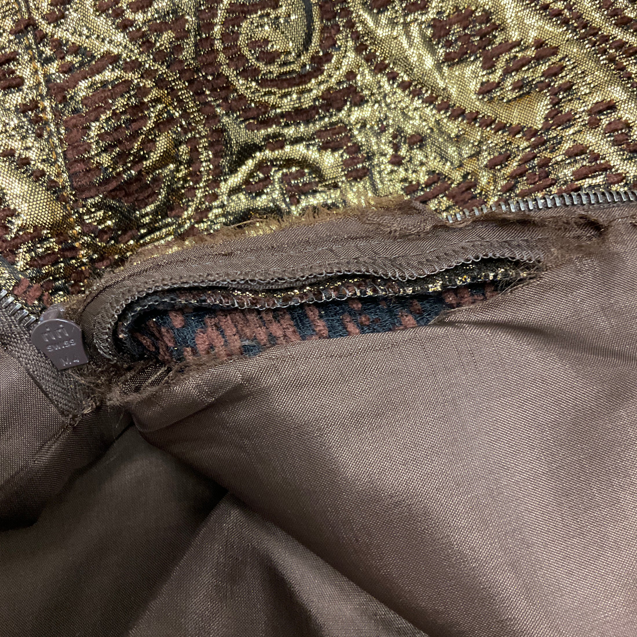 Thierry Mugler Gold / Brown Metallic Jacquard Jacket and Skirt Suit Set