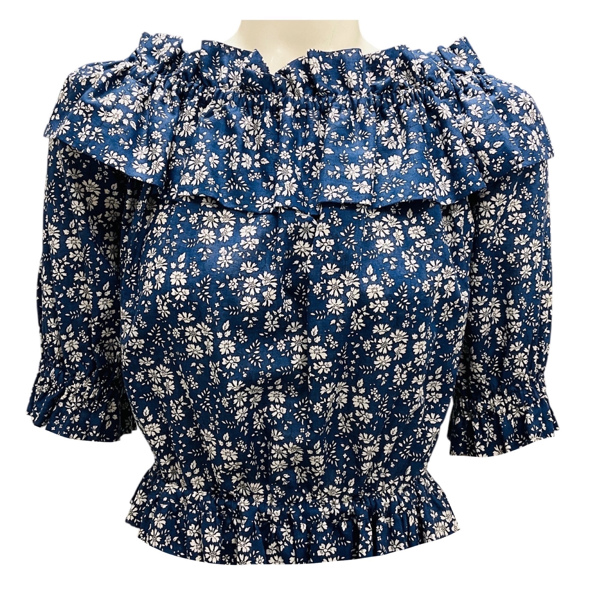 The Vampire's Wife Navy Blue / White Floral Top