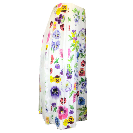 Vivetta White Multi Floral Printed Pleated Skirt