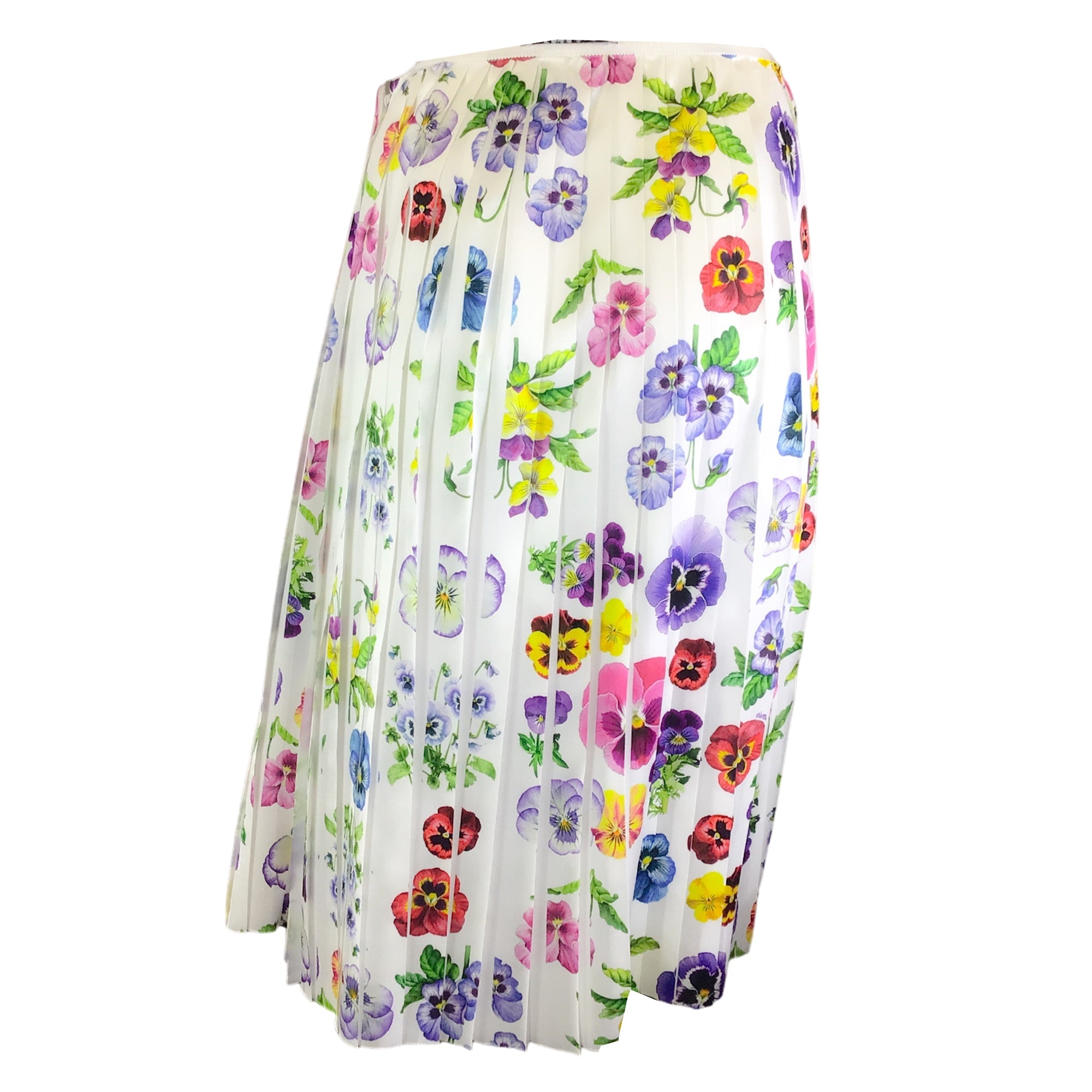 Vivetta White Multi Floral Printed Pleated Skirt