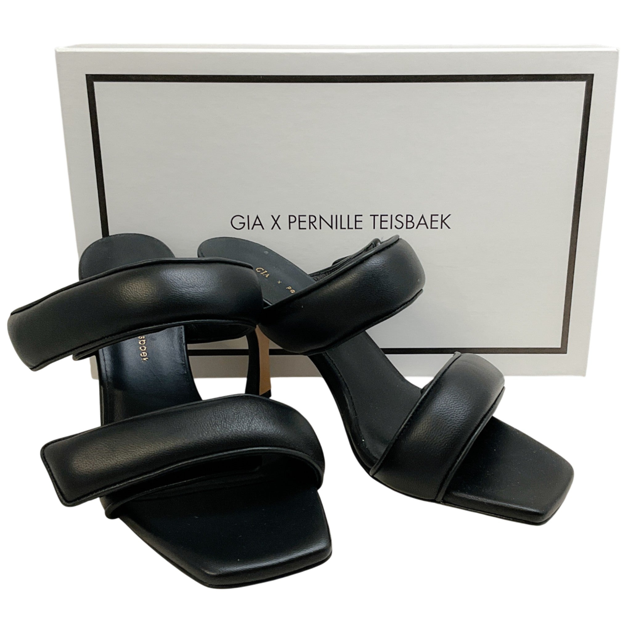 GIA x Pernille Teiscaek Black Leather Perni Sandals