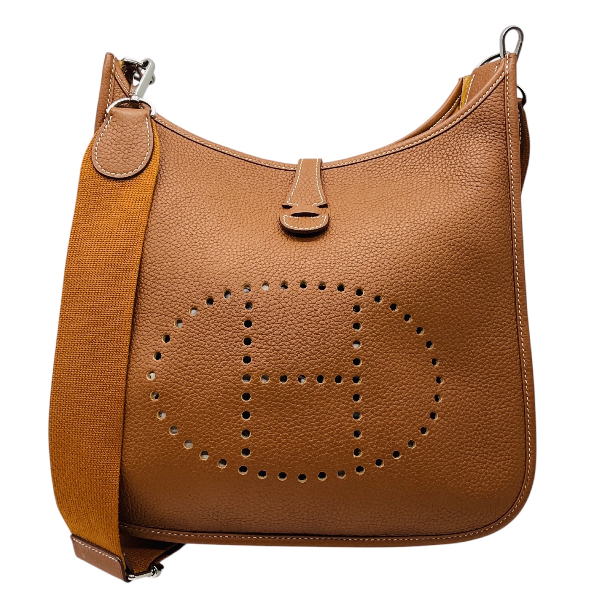Hermes Light Brown Clemence Leather Evelyne III 29 Handbag