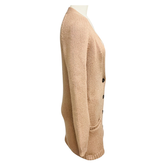 Brunello Cucinelli Tan Button Front Cashmere Knit Cardigan Sweater