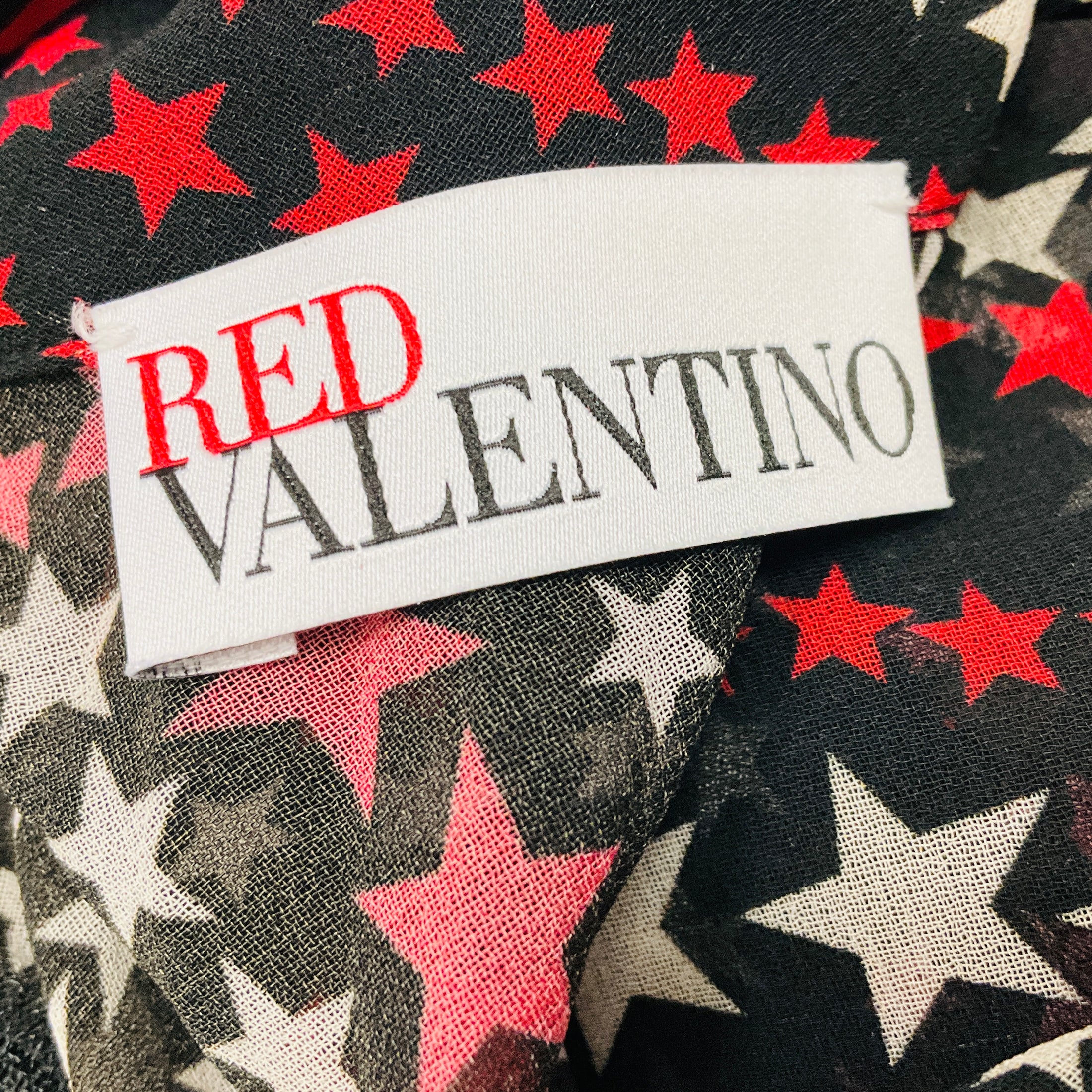 RED Valentino Black / Red Multi Star Print Sheer Chiffon Dress