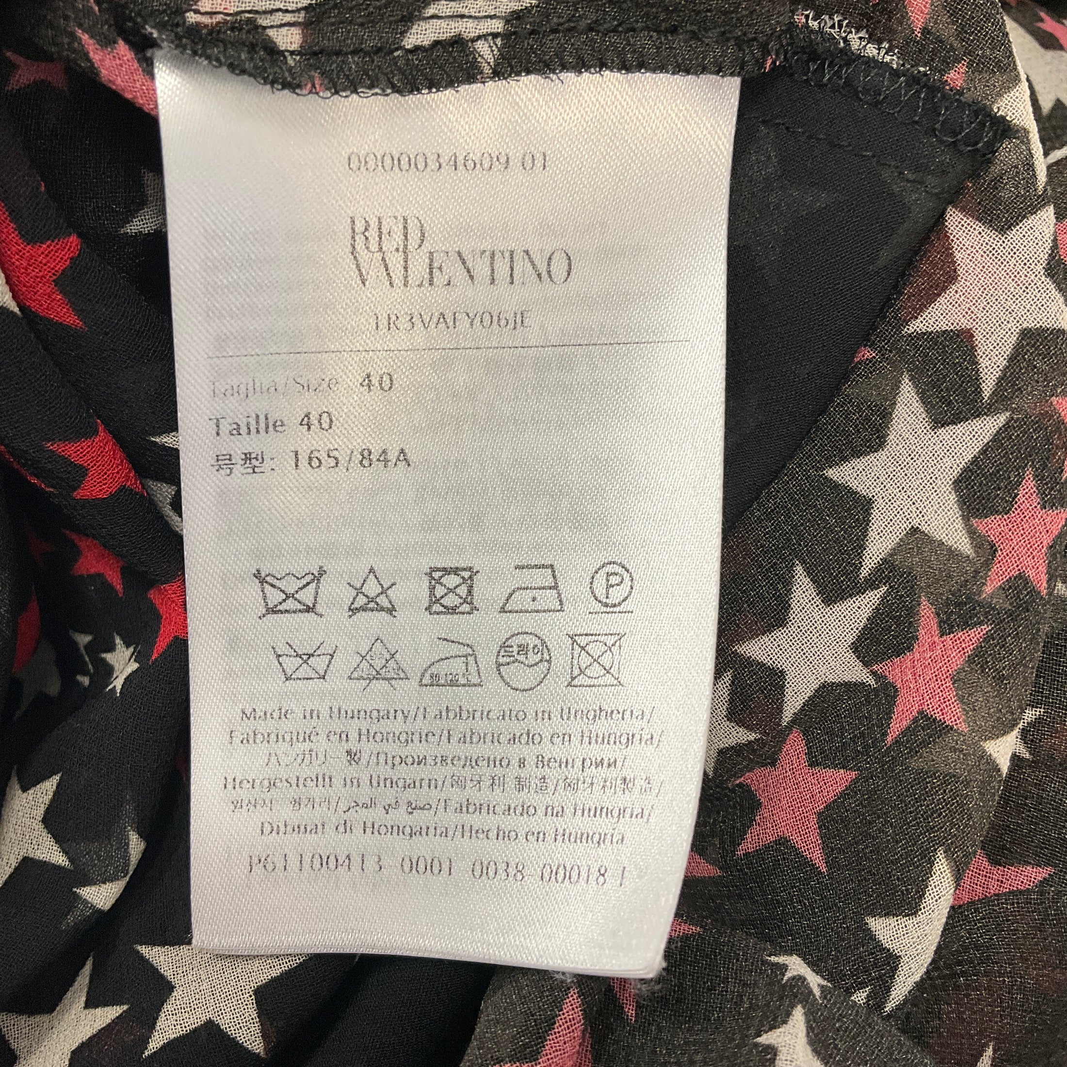 RED Valentino Black / Red Multi Star Print Sheer Chiffon Dress