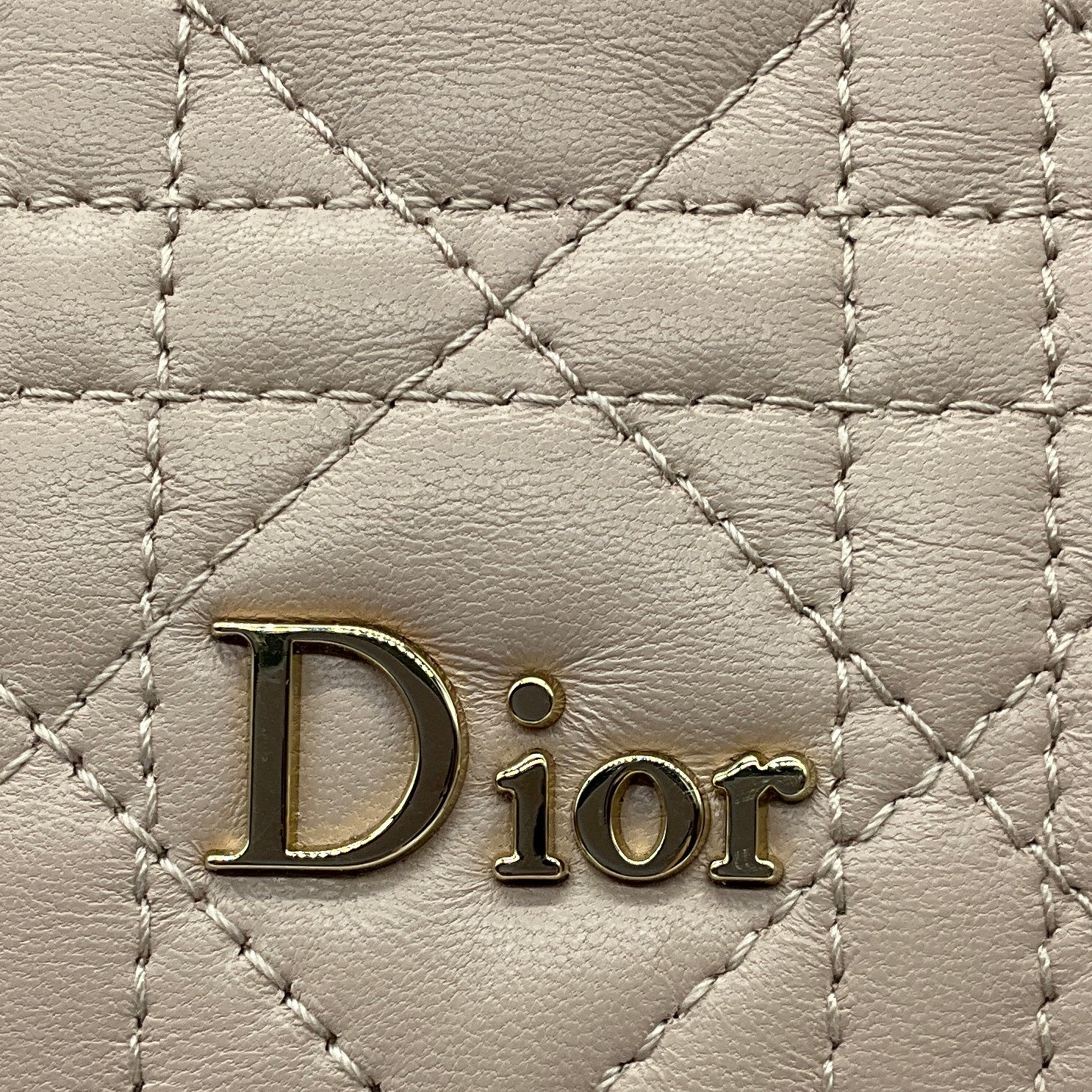 Christian Dior Beige Cannage Leather Flap Camera Bag