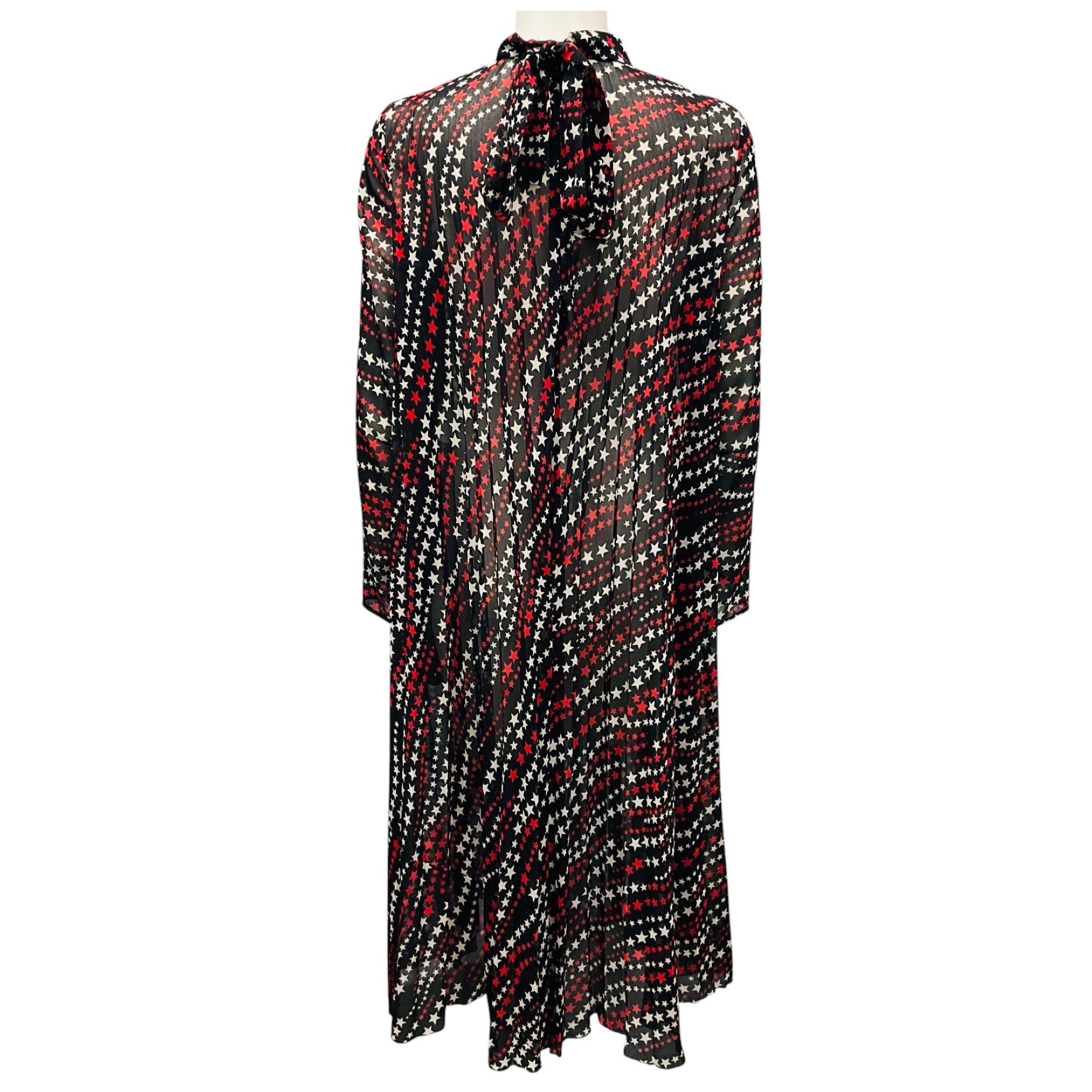 RED Valentino Black / Red Multi Star Print Sheer Chiffon Dress